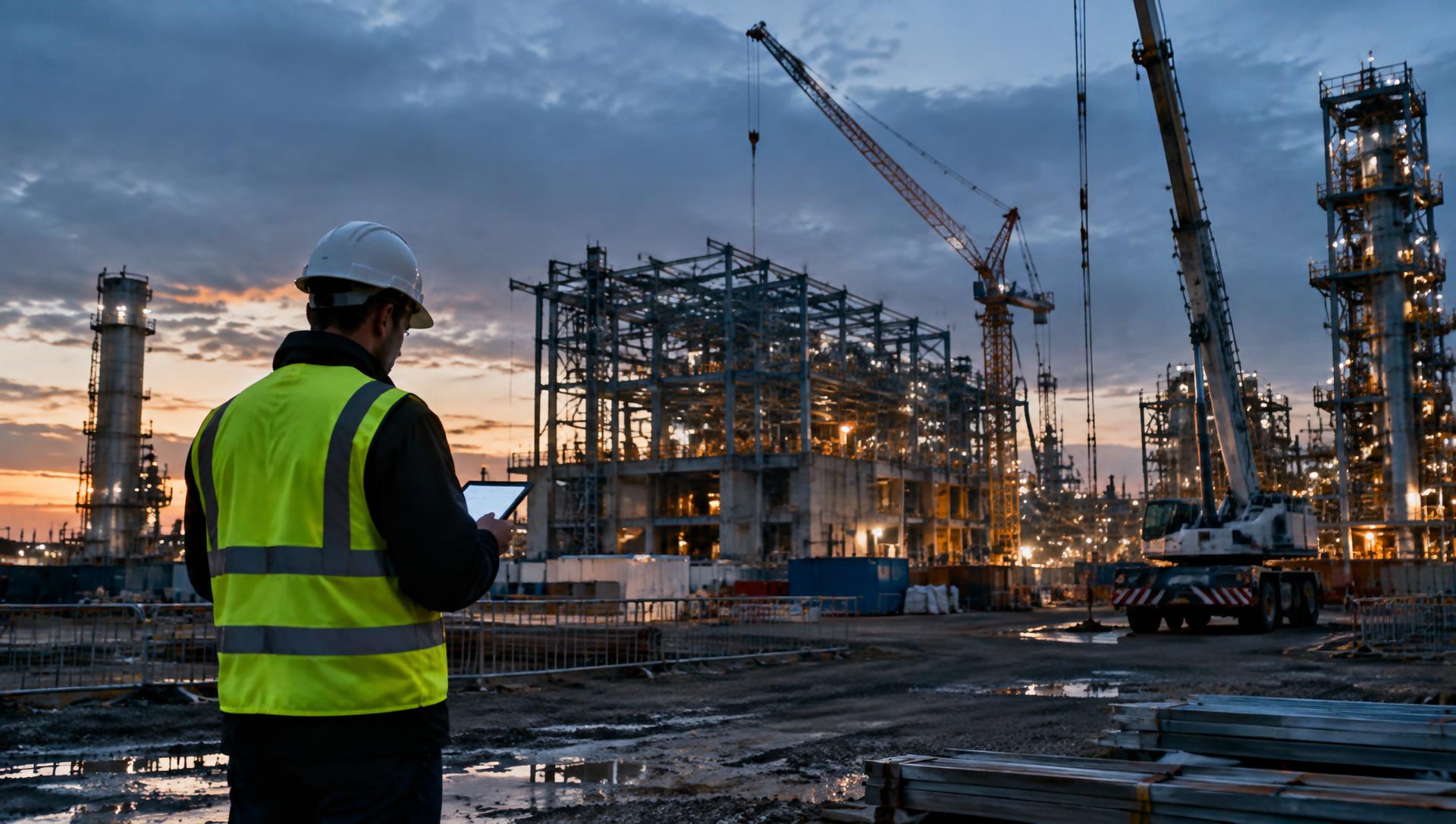 Responsable sécurité en EPI sur un site industriel en construction